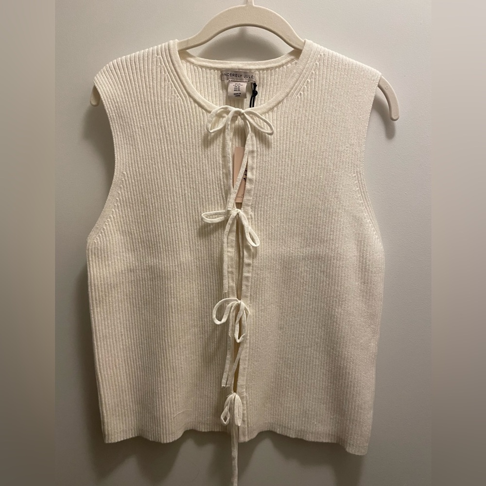NWT Sincerely Jules Cream Tie-Front Sweater